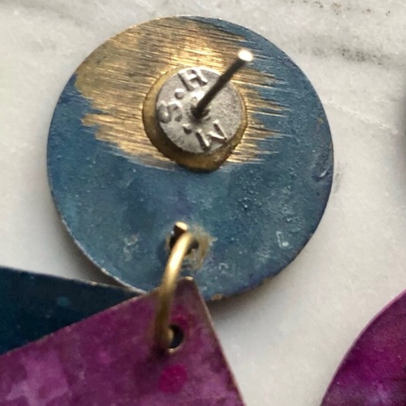 Artisan 90’s Metal Painted Earrings - Picture 4 of 4